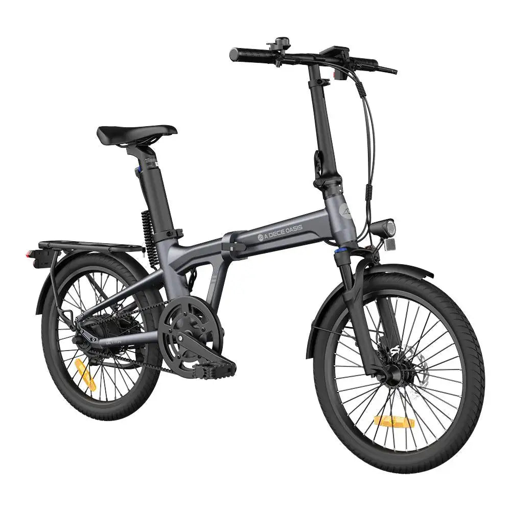 Gray folding bicycle on a white background