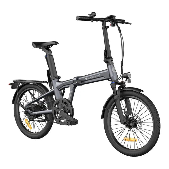 Gray folding bicycle on a white background