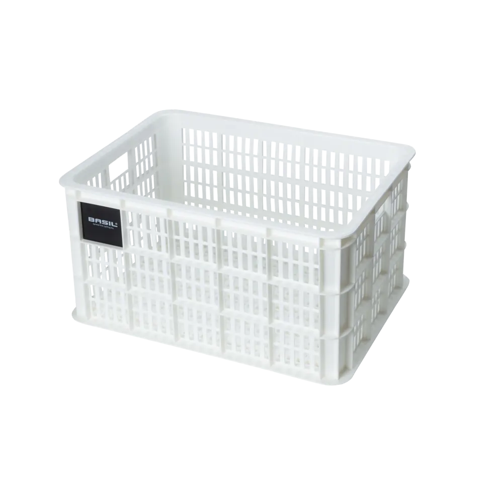 Basil Bicycle Crate Large 40L Black - Bright white
