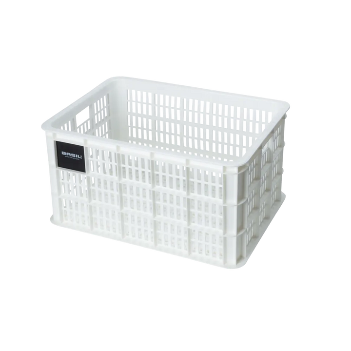Basil Bicycle Crate Large 40L Black - Bright white