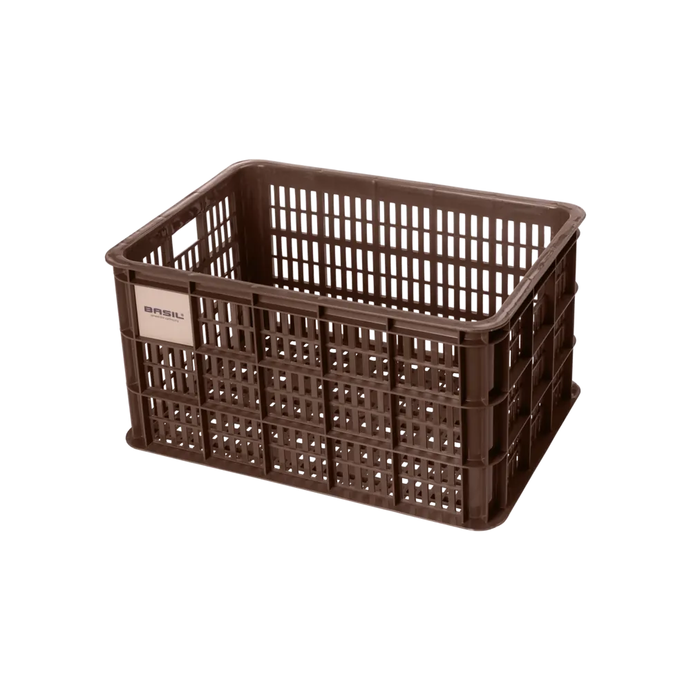 Basil Bicycle Crate Large 40L Black - Chocolate brown