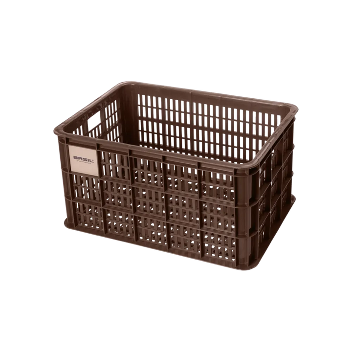 Basil Bicycle Crate Large 40L Black - Chocolate brown