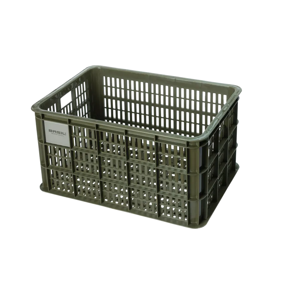 Basil Bicycle Crate Large 40L Black - Moss green