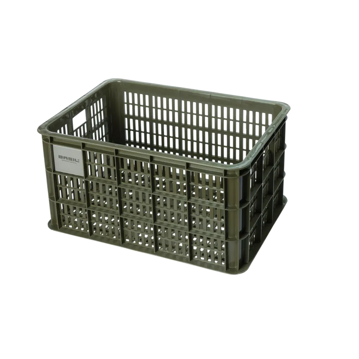 Basil Bicycle Crate Large 40L Black - Moss green