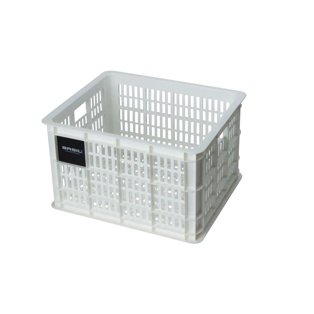 Basil Bicycle Crate Medium 29.5L Black - Bright white