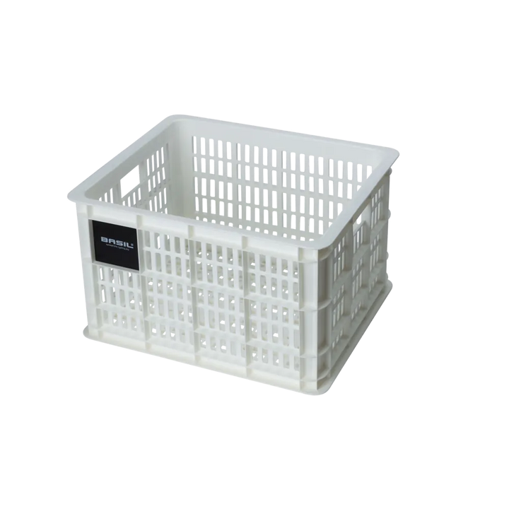 Basil Bicycle Crate Medium 29.5L Black - Bright white