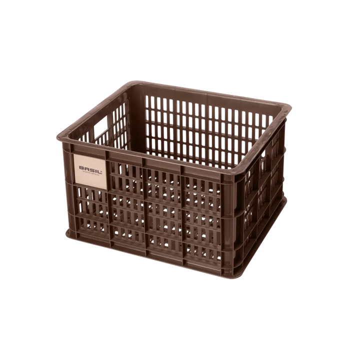 Basil Bicycle Crate Medium 29.5L Black - Chocolate brown