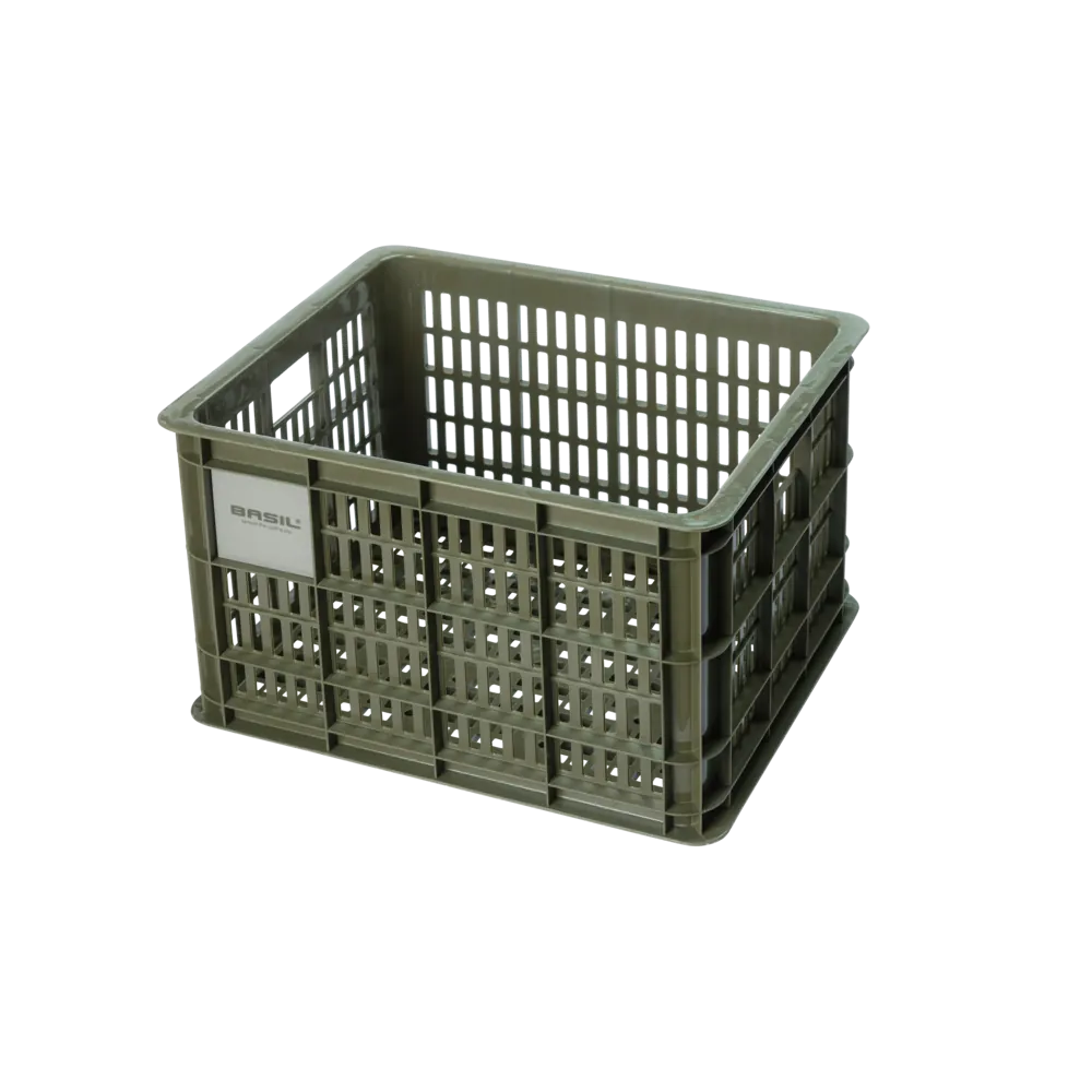 Basil Bicycle Crate Medium 29.5L Black - Moss green