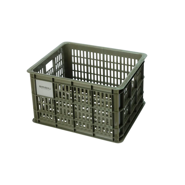 Basil Bicycle Crate Medium 29.5L Black - Moss green