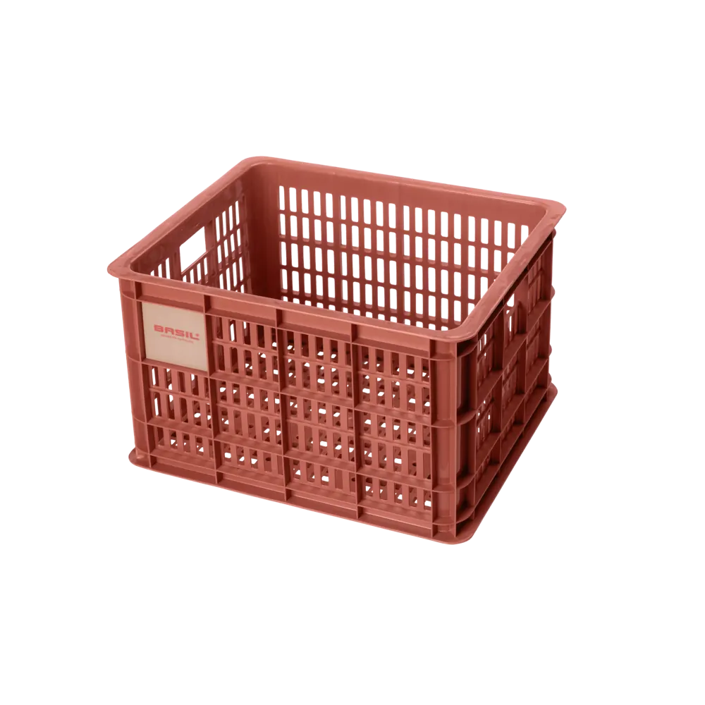 Basil Bicycle Crate Medium 29.5L Black - Terra red