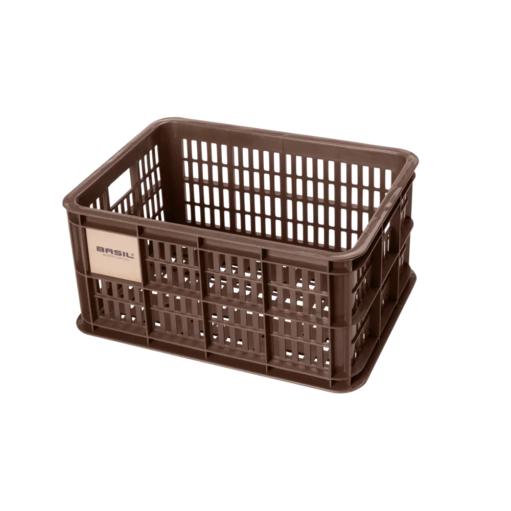 Basil Bicycle Crate Small 17.5L Black - Chocolate brown