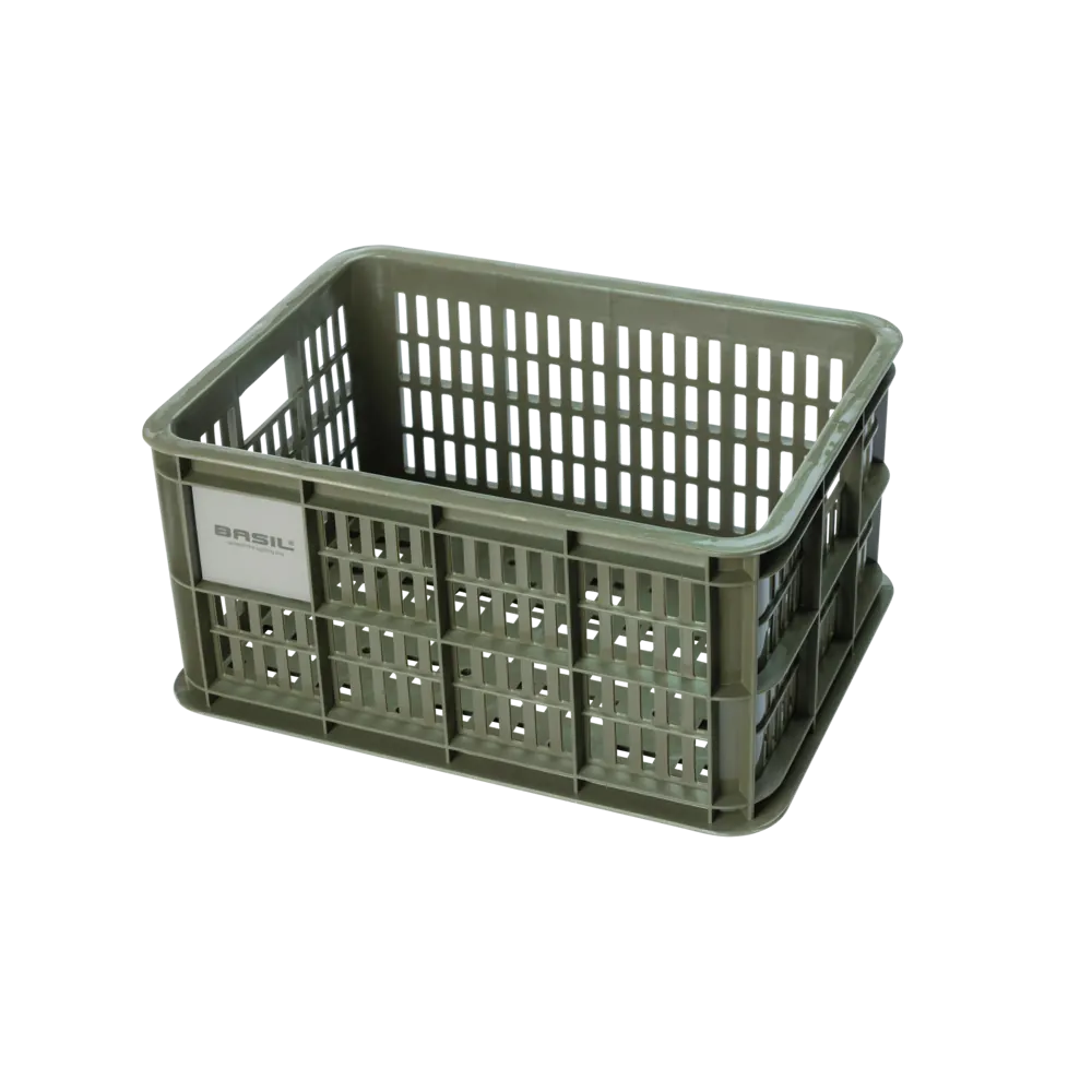 Basil Bicycle Crate Small 17.5L Black - Moss green