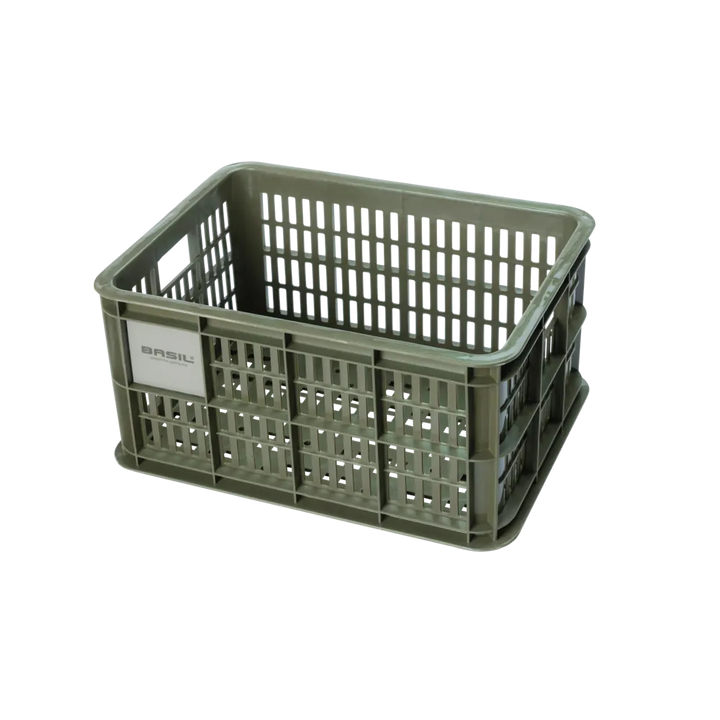 Basil Bicycle Crate Small 17.5L Black - Moss green