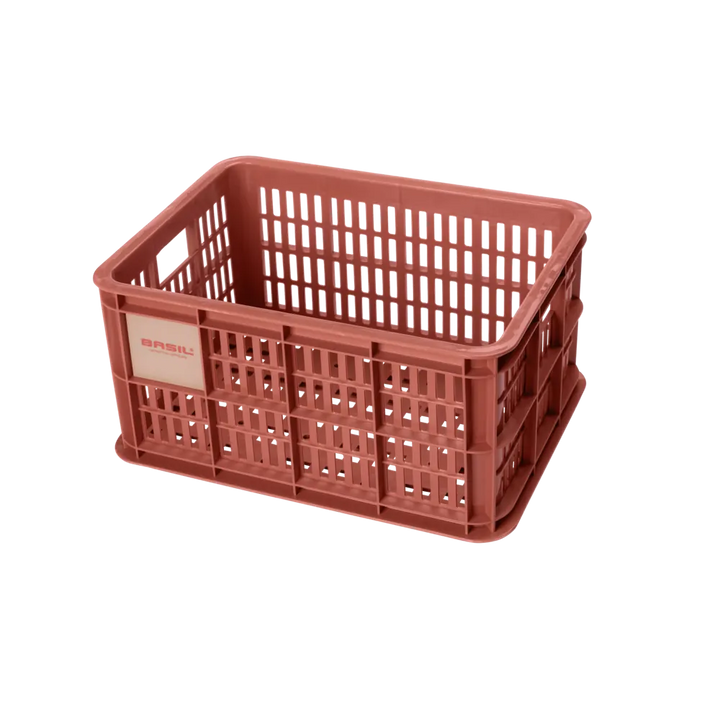 Basil Bicycle Crate Small 17.5L Black - Terra red