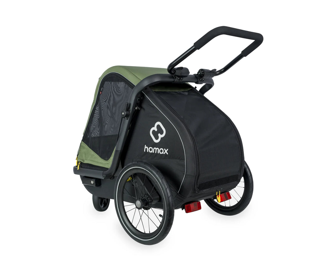 Hamax Pluto M dog trailer green black front entry