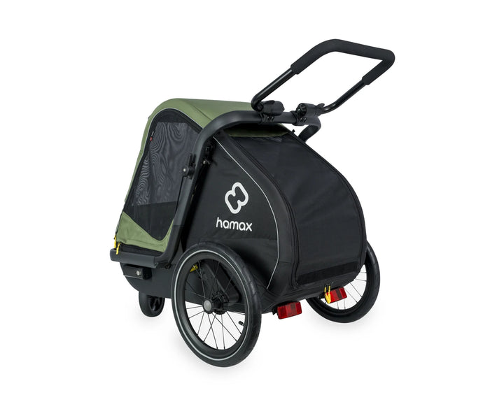 Hamax Pluto M dog trailer green black front entry