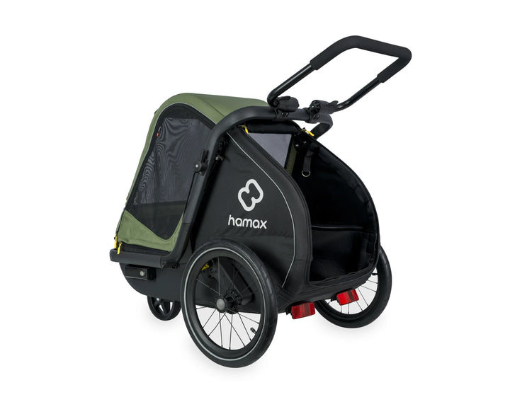 Hamax Pluto M dog trailer green black rear entry