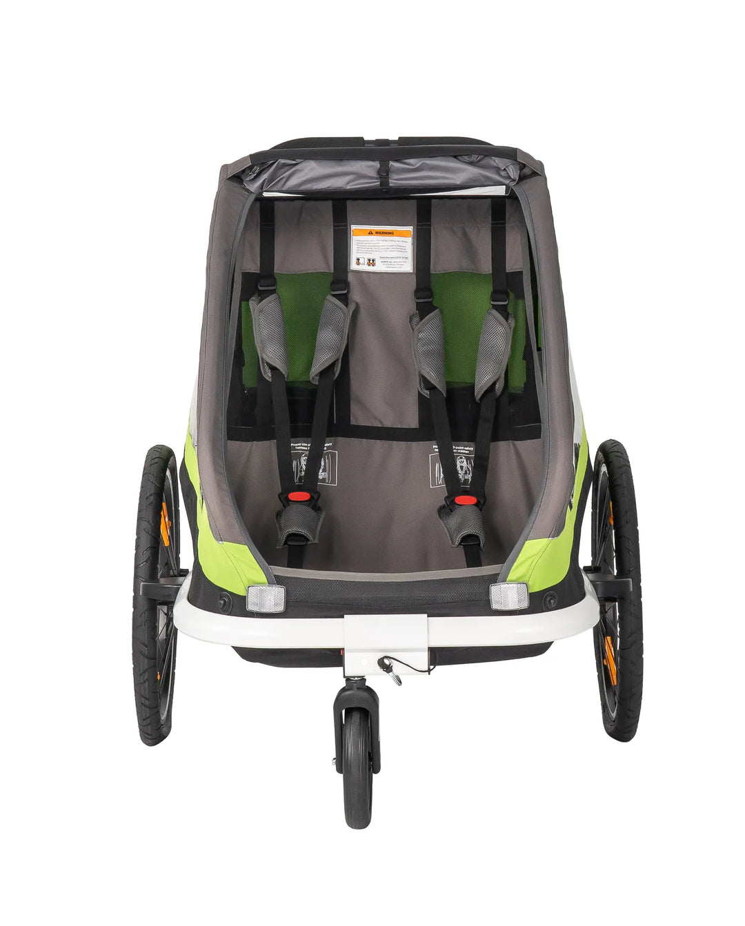 Hamax Traveller trailer green interior with two child harnesses