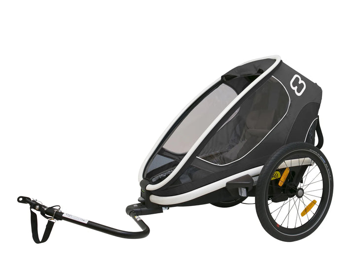 Hamax Outback one child trailer grey black with bicycle arm