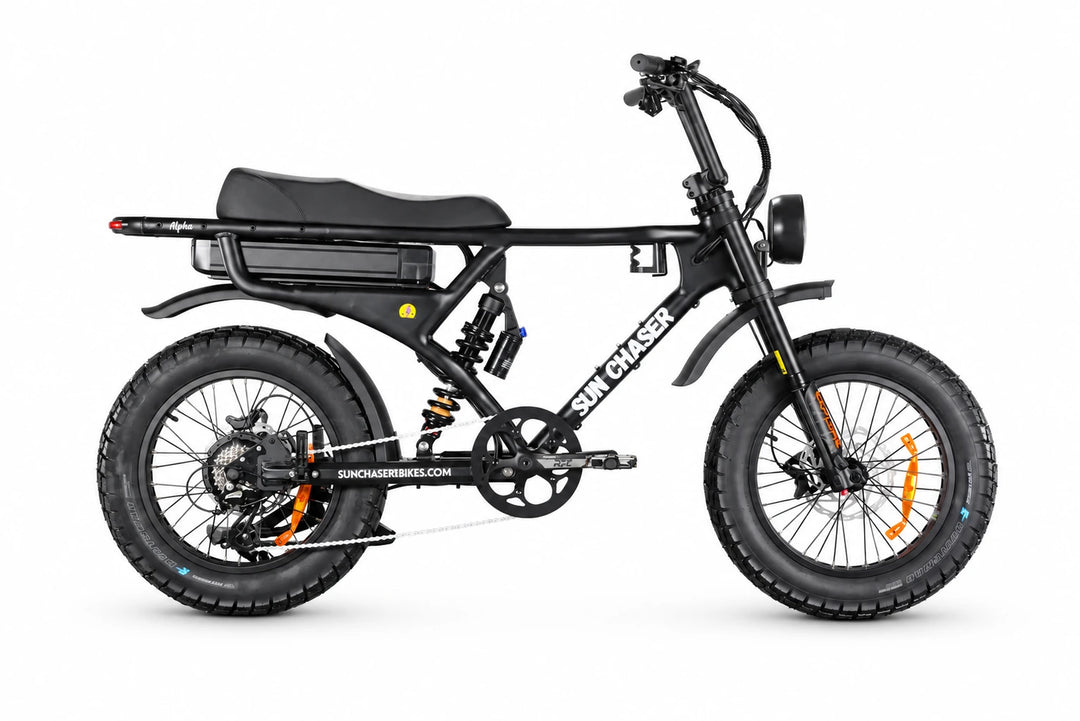 Sun Chaser AlphaV3 black electric bike — drive-side profile