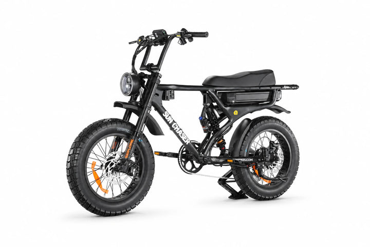 Sun Chaser AlphaV3 black electric bike — non drive front three quarter