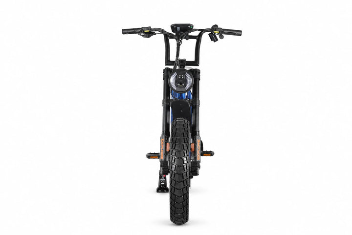 Sun Chaser AlphaV3 blue electric bike — front view