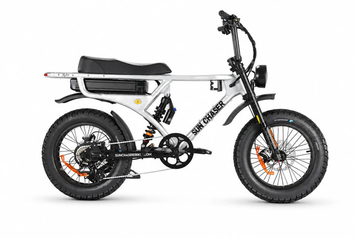 Sun Chaser AlphaV3 silver electric bike — drive-side profile