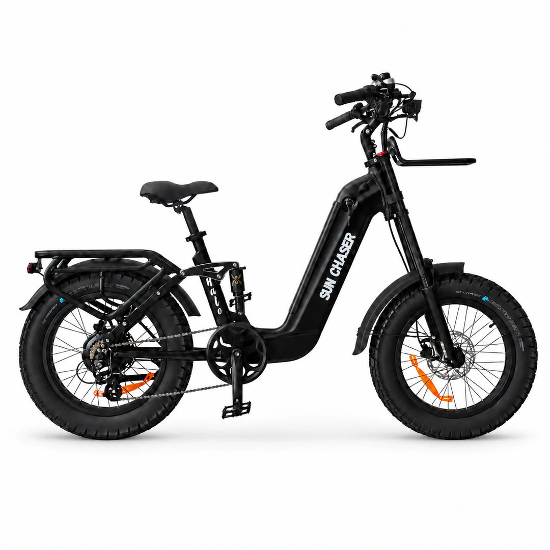 Sun Chaser Halo electric bike in black, drive-side view