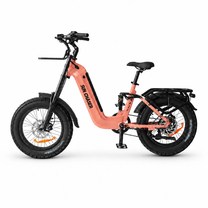 Sun Chaser Halo electric bike in pink, non-drive-side view