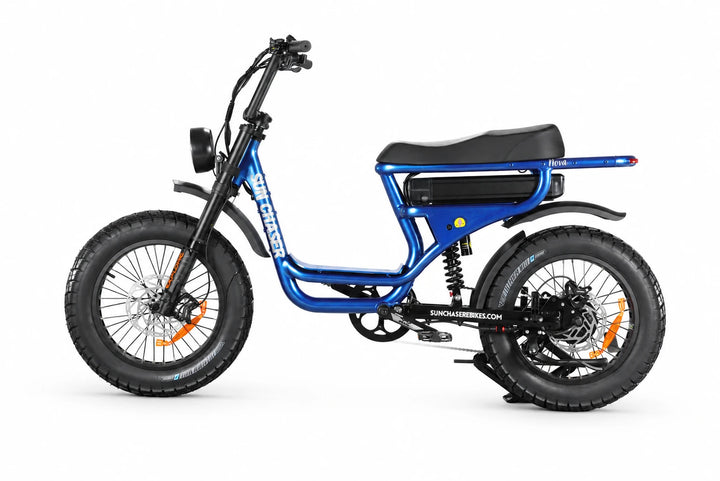 Sun Chaser NovaV3 blue electric bike — non drive side