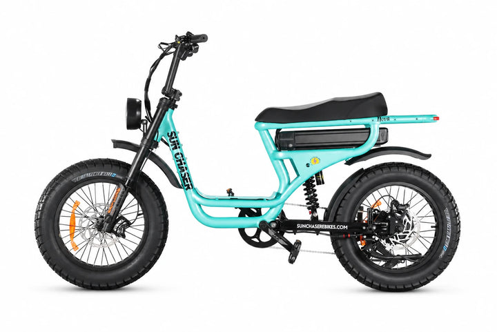 Sun Chaser NovaV3 turquoise electric bike — non drive side