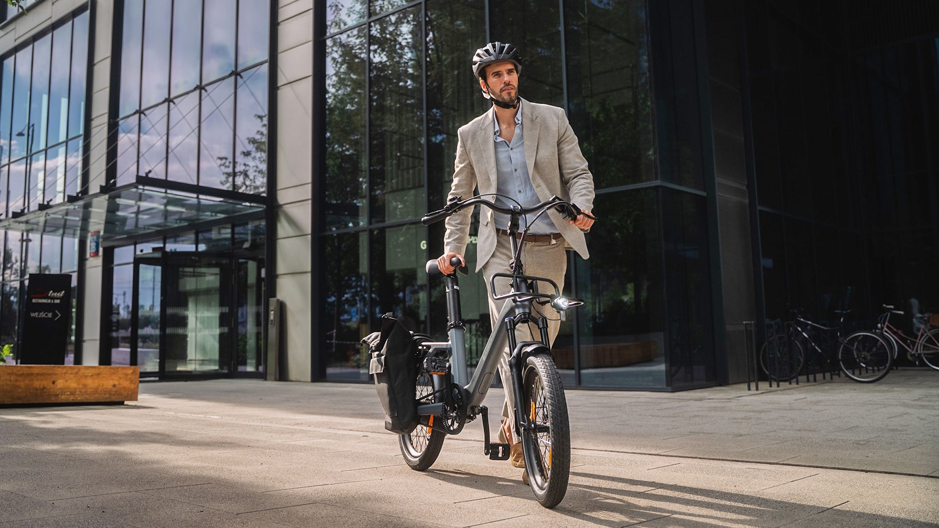 ADO Air One Pro family cargo e-bike on a city street