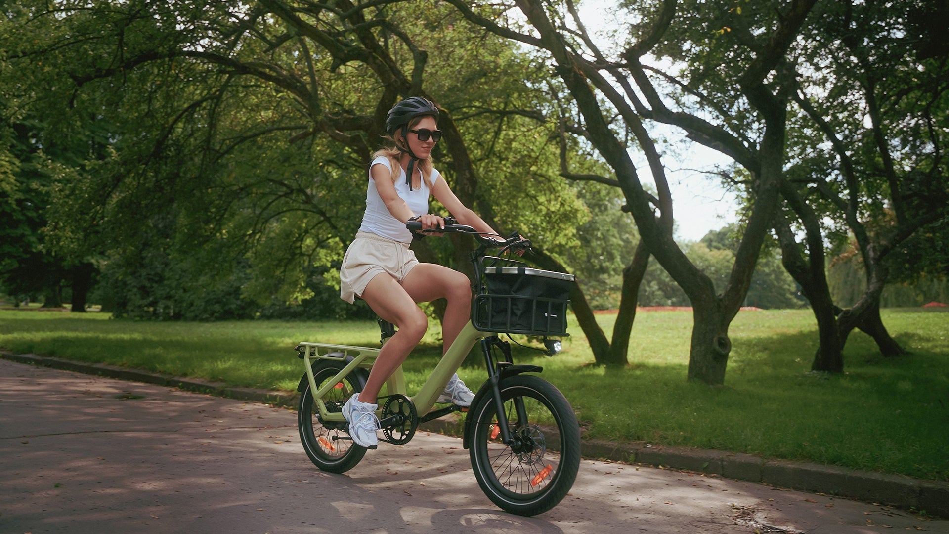 ADO Air One Pro family e-bike lifestyle riding scene